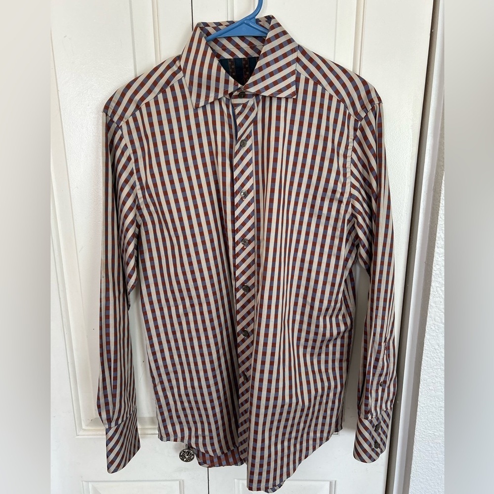 Robert Graham Size M Button Up Shirt Long Sleeve Flip Cuff 100% Cotton